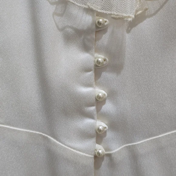 Gunne Sax Ivory Lace Ruffle Blouse Size 11 - Picture 2 of 6